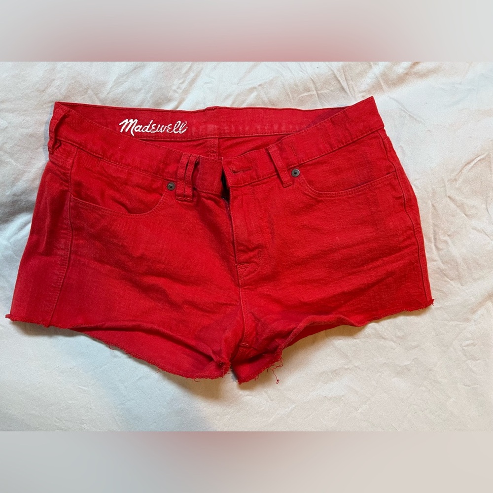 Madewell Red Denim Cut off Shorts